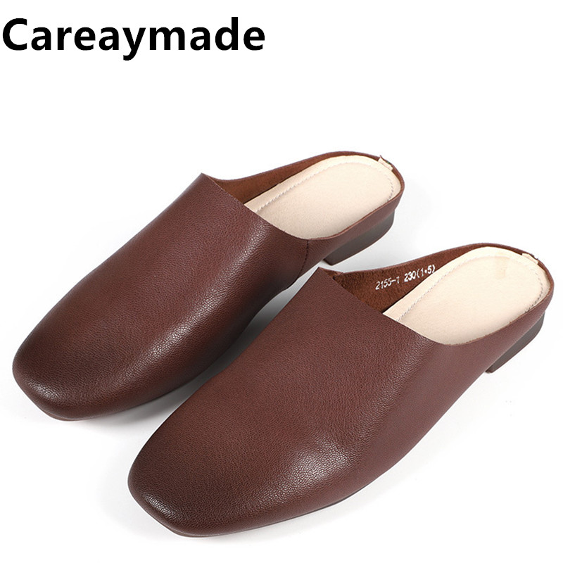 Women'S Fashion Korea - Careaymade-pantofole da donna in vera pelle
