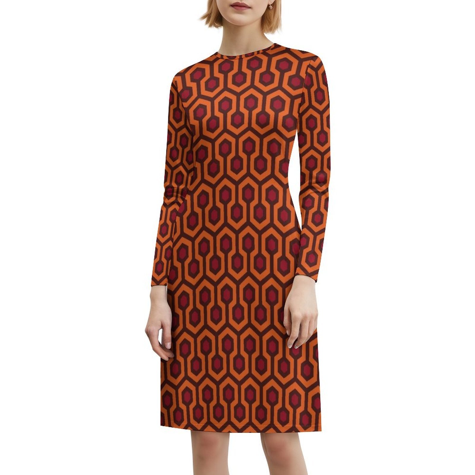 Women Fashion Gown - Abito Boho Chic con motivo overlook