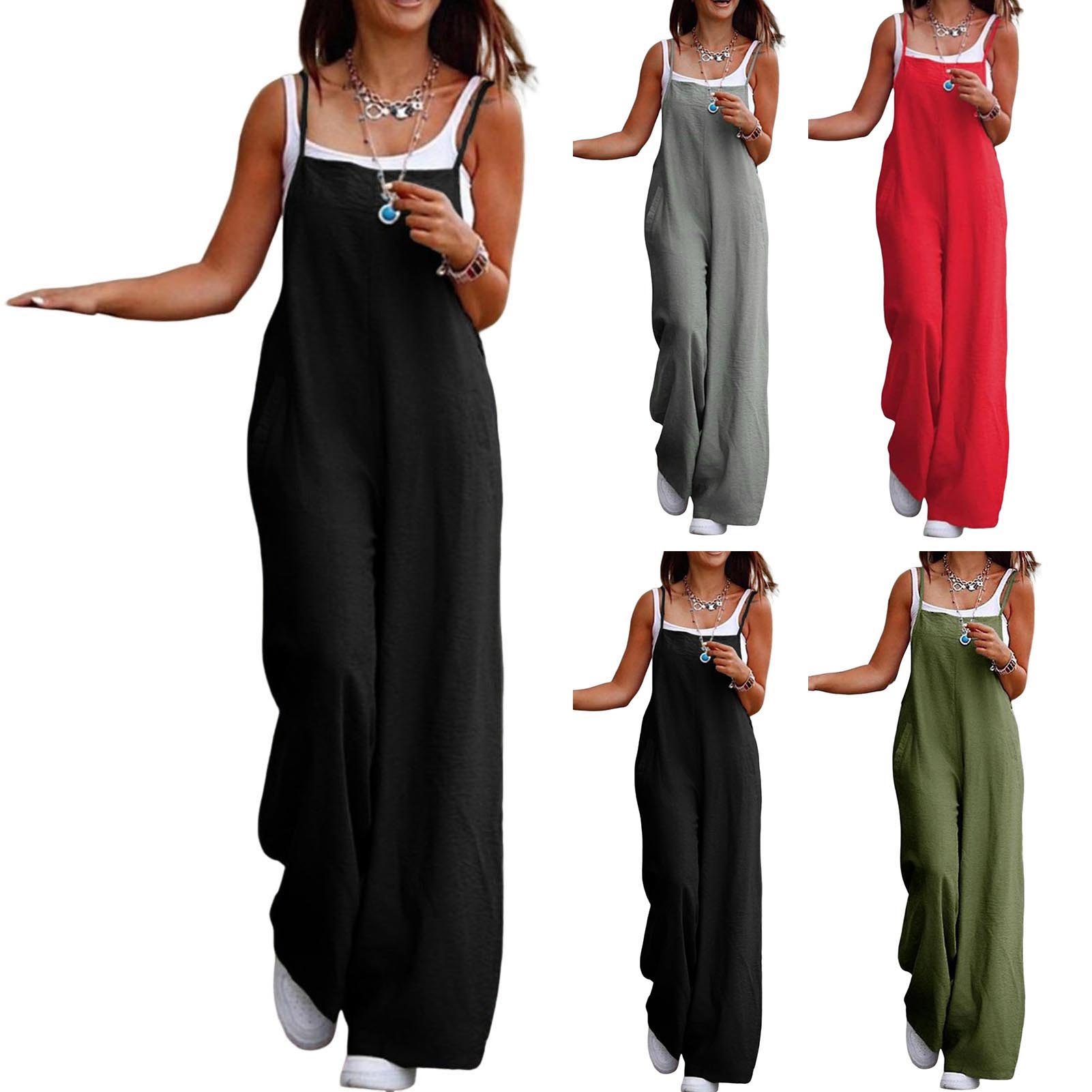 Women'S Fashion Overalls - Tuta allentata Casual da donna Spaghetti