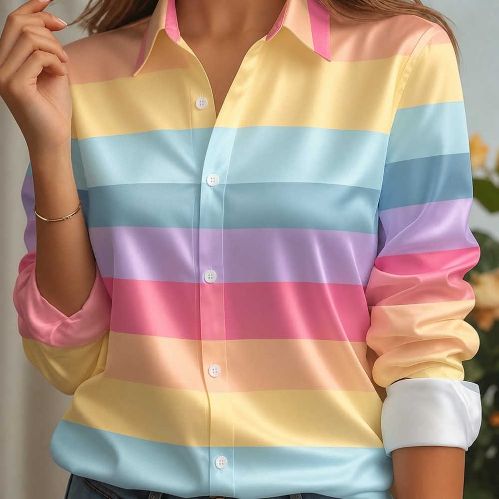Women Fashion Wear - Camicia da donna in raso con