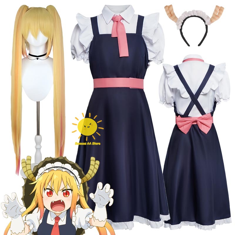 Belted Shirt Dress - Anime Miss Kobayashi Drago Cameriera Cosplay