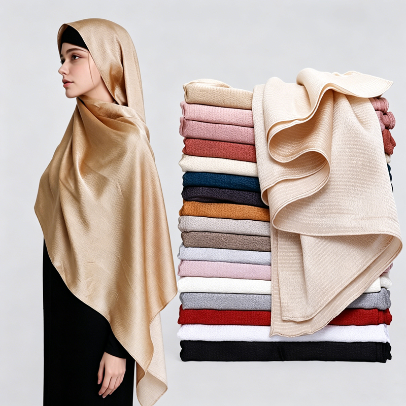 Women Fashion Wear - Hijab Musulmano in Raso Lucido per