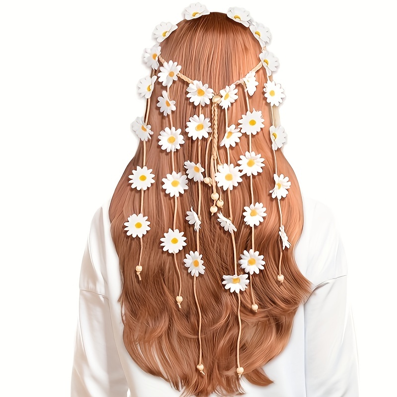 Women'S Fashion Of The 70S - Fascia per capelli hippie con fiori,