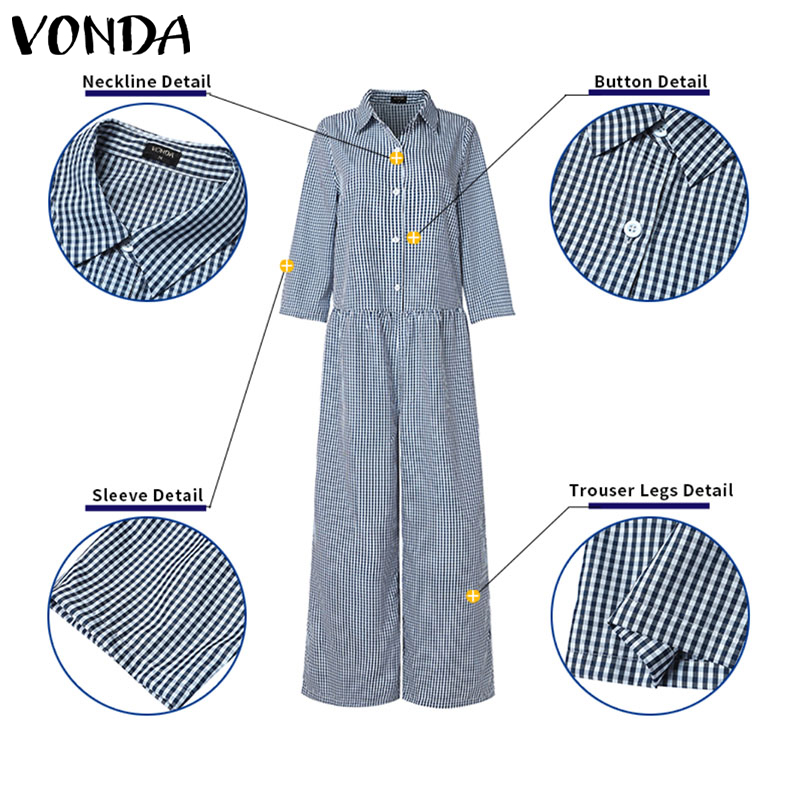 Plus Size 5XL VONDA Tute vinta - Women'S Fashion Overalls recensione e prezzo